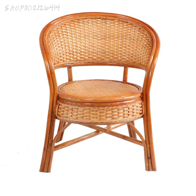 Balcony leisure rattan chair natural real rattan woven chair elderly single back chair coffee chair ventilation seat home